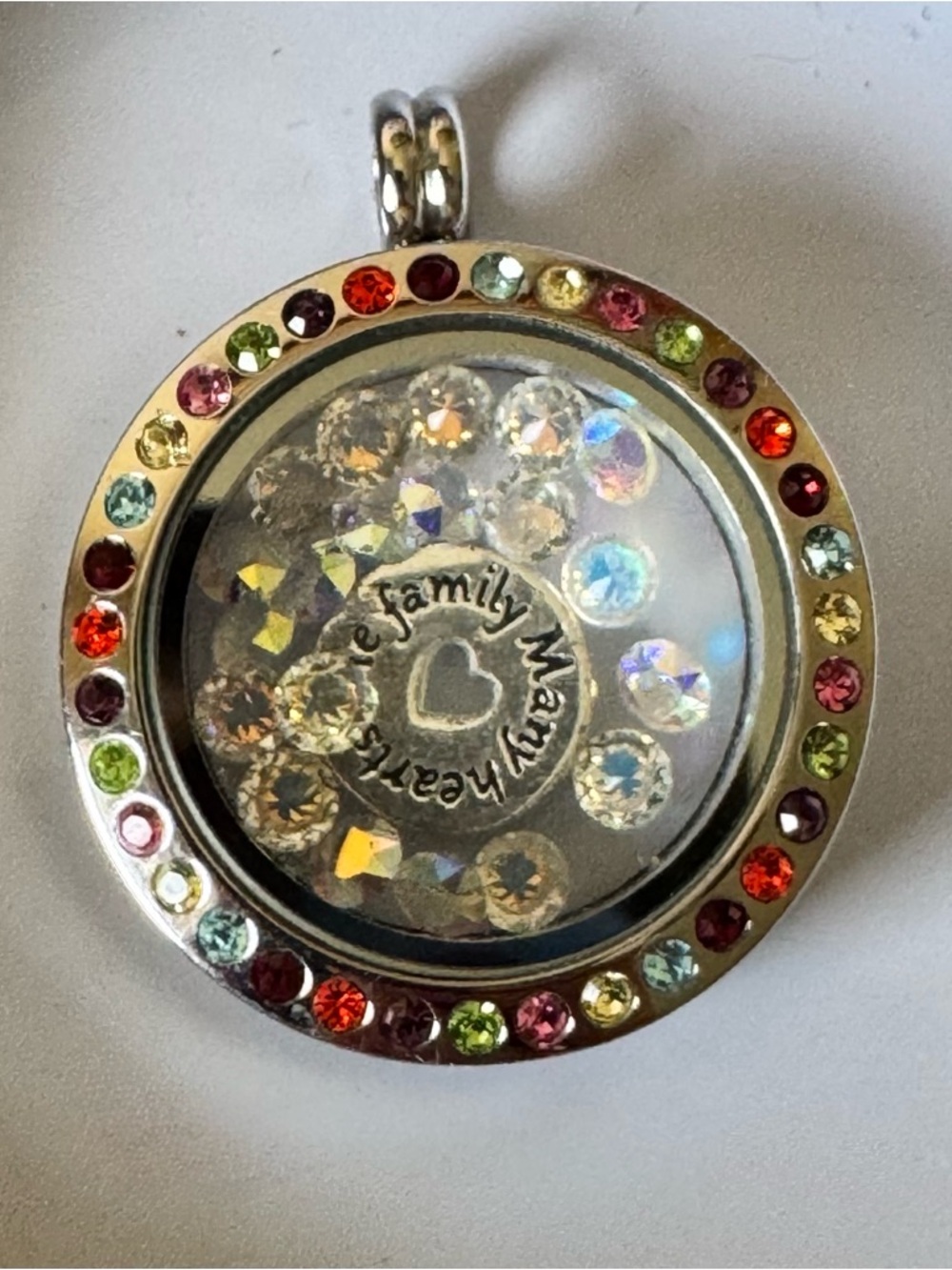 New Silvertone Many Hearts One Family Charm For Necklace